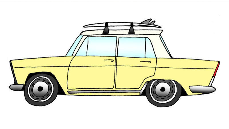 Illustration for article titled Surfboards And Cars Illustrated: The Ultimate Mid-Winter Summer Car Fantasy